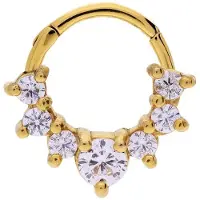 Lucardi - Dames Stalen goldplated helixpiercing met zirkonia - Piercing - Staal - Goudkleurig