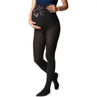 Be Mammy Dames Panty - Zwangerschapspanty - 150 DEN - Medium gloss - Katoen - BE-GI-1122 - Zwart Patroon-003 - M