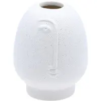 Arti Casa Decoratieve Vaas Gezicht - Witte Vaas met Reliëf Design - Moderne Vaas voor Bloemen en Interieur Decoratie - Ø12 x 17 cm - Wit