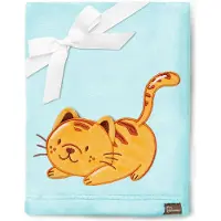 Be Mammy Babydeken - Dekbed - Kinderdeken - Wiegdeken - Dekentje Baby - 76 x 102 cm - Poeder blauw - kat - BE-BE20-168-BBL
