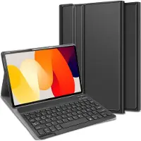 Just in Case tablet Hoes met Toetsenbord geschikt voor Xiaomi Redmi Pad SE - QWERTZ Bluetooth Keyboard Case - Zwart
