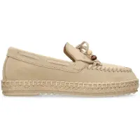 Manfield - Dames - Beige suède espadrilles met franjes - Maat 36