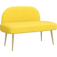 vidaXL Gevuld bankje met rugleuning Lichtgeel 110 x 60 x 76 cm