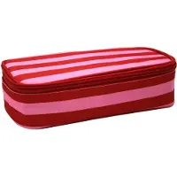 Soho - Luxe Etui Bakmodel XL - Pennenzak - Penetui - Voorzien van dubbelvak - Met interne organizer - 24x12cm - GB PINK - Strepen