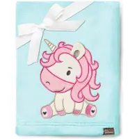 Be Mammy Babydeken - Dekbed - Kinderdeken - Wiegdeken - Dekentje Baby - 76 x 102 cm - Poeder blauw - eenhoorn - BE-BE20-168-BBL