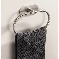 FSW-Products Handdoekring Zelfklevend Ovaal – Geborsteld RVS – Zonder Boren – 22 x 13 cm