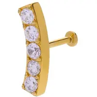 Lucardi - Dames Stalen goldplated helixpiercing met kristal - Piercing - Staal - Goudkleurig