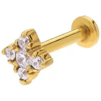 Lucardi - Dames Stalen goldplated helixpiercing met zirkonia - Piercing - Staal - Goudkleurig