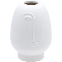 Arti Casa Decoratieve Vaas Gezicht - Witte Vaas met Reliëf Design - Moderne Vaas voor Bloemen en Interieur Decoratie - Ø12 x 17 cm - Wit