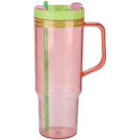 Alpina Beker met Rietje en Handvat 1,2 Liter – Tumbler – Roze