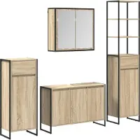 vidaXL Badkamermeubel Set 4 st Sonoma Eik Bewerkt hout