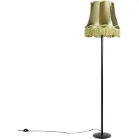 QAZQA Retro vloerlamp zwart met Granny kap groen 45 cm - Simplo