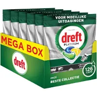 Dreft Platinum Vaatwastabletten - Citroen - Krachtig Zelfs Bij Moeilijke Uitdagingen - Reinigt Vette Filters - 6 x 21 Vaatwascapsules