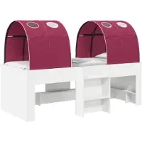 vidaXL Bed met luifel, 3 stuks, wit en rood, houtvezel