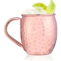 Alpina Moscow Mule Mok - RVS Cocktailbeker met Gehamerd Design - Inhoud 500 ml - Afmetingen Ø8,7 x H10 cm - Kleur Goud - Trendy voor Cocktails, Feestjes en Thuisgebruik
