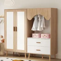 STILVORA Kinderkledingkast - Dubbel Kastontwerp Met Laden En Hangruimte - Voor Kinderkamer - MDF - 160x46x141,5 Cm - Natuurlijk;Wit