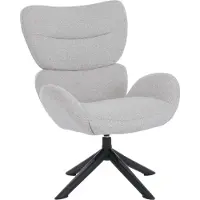 Mendler Loungestoel -Q53, fauteuil, loungestoel, eetkamerstoel, draaibaar, metaal, chenille (420 g/m²) ~ crème