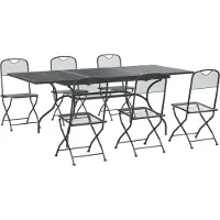 vidaXL Tuin Eettafel Set 7 st Antracietkleurig Gaas en Staal