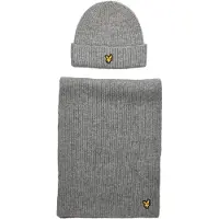 Lyle & Scott Brushed Scarf And Beanie Set Light Grey Marl Maat: OS | Petten Outlet | Heren | Grijs