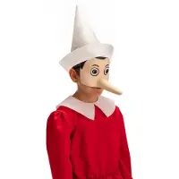 Carnival Toys half gezichtsmasker Pinokkio latex wit/naturel