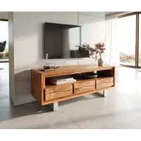 DELIFE TV-meubel Live-Edge 146 cm acacia natuur 3 laden 1 vak