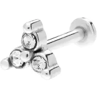 Lucardi - Dames Stalen helixpiercing met kristal - Piercing - Staal - Zilverkleurig