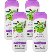 Alverde Naturkosmetik Shampoo Anti-Vet | MULTI-VERPAKKING 4x 200 ml - Bio-Citroenmelisse - Voor snel vet wordend haar - Siliconenvrij - Vegan Haarshampoo