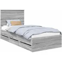 vidaXL Bedframe met lade Grijs Sonoma 75 x 190 cm Ingenieurshout