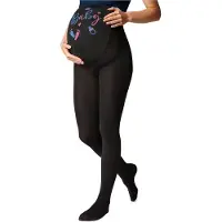 Be Mammy Dames Panty - Zwangerschapspanty - 150 DEN - Medium gloss - Katoen - BE-GI-1122 - Zwart Patroon-002 - M