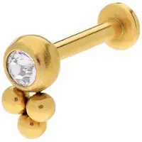 Lucardi - Dames Stalen goldplated helixpiercing met kristal - Piercing - Staal - Goudkleurig