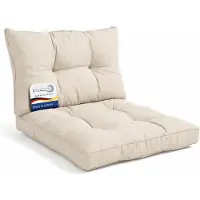 Beautissu Lounge Kussen Set met Zitkussen 50x50 cm & Rugkussen 50x40 cm Nature – Comfortabel Tuinkussen voor Tuinstoelen Rotan Stoelen Tuinmeubelen en Fauteuils – Loungekussens Outdoor – xLuna