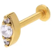Lucardi - Dames Stalen goldplated helixpiercing met zirkonia - Piercing - Staal - Goudkleurig