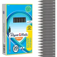 Paper Mate InkJoy 100 RT InkJoy Intrekbaar Balpen Zwart 0,8 mm Medium Balpen 20 Stuks