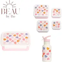 A Little Lovely Company Bundel Back to school set - Drinkfles RVS/4 Snackdozen/Bentobox - Hearts