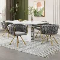 HAUSS SPOLE Eetkamerstoel – Fluwelen Draaistoel – 360° Draaibaar – Set van 2 – Ergonomisch Met Rugleuning & Schuimvulling – Voor Eetkamer – Fluweel Grijs