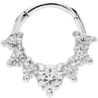 Lucardi - Dames Stalen helixpiercing met zirkonia - Piercing - Staal - Zilverkleurig