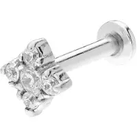 Lucardi - Dames Stalen helixpiercing met zirkonia - Piercing - Staal - Zilverkleurig