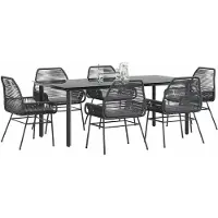 vidaXL 7-delige Tuinset met kussens poly rattan glas zwart