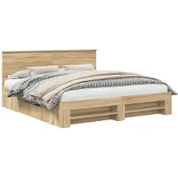 vidaXL Bedframe met hoofdeinde Sonoma Eik 180 x 200 cm Bewerkt hout