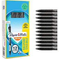 Paper Mate InkJoy 300RT-balpennen met drukknop | Medium punt (1,0 mm) | Zwart | 12 stuks