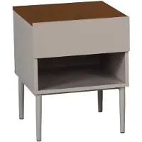 Sweeek Nachtkastje met lade en nisje metaal en houtdecor Grijs