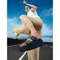 Original Brands Gen-ff max buckle two-bar denim slides