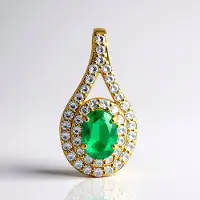 Cavill - Zilveren druppelhanger verguld - 925 Sterling Zilver - Ovale Zambia-smaragd 0,414 ct - 43 Cambodjaanse zirkonia's 0,466 ct - Luxe sieraden