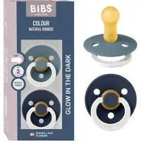 BIBS - Pacifier Colour 2 PACK - Petrol GLOW/Deep Space GLOW - Size 2