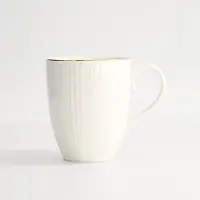 Tokyo Design Studio - Nippon White Goude Rand Mok - Thee Kop - 8.5x10.2cm 380ml Lijnen Wit Goud