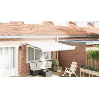 vidaXL Uitschuifbare luifel Wit 350 x 250 cm Polyester en Metaal