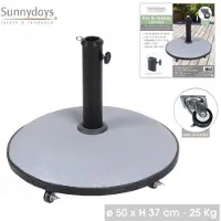Sunnydays PARASOLSTANDAARD CEMENT 25KG + WIEL DONKERGRIJS