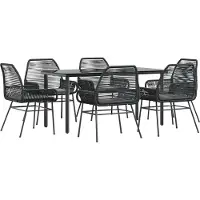 vidaXL 7-delige Tuinset met kussens poly rattan glas zwart