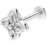 Lucardi - Dames Stalen traguspiercing met zirkonia - Piercing - Staal - Zilverkleurig