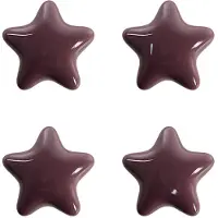 Clayre & Eef Deurknop Set van 4 Ster Ø 4 cm Paars Keramiek